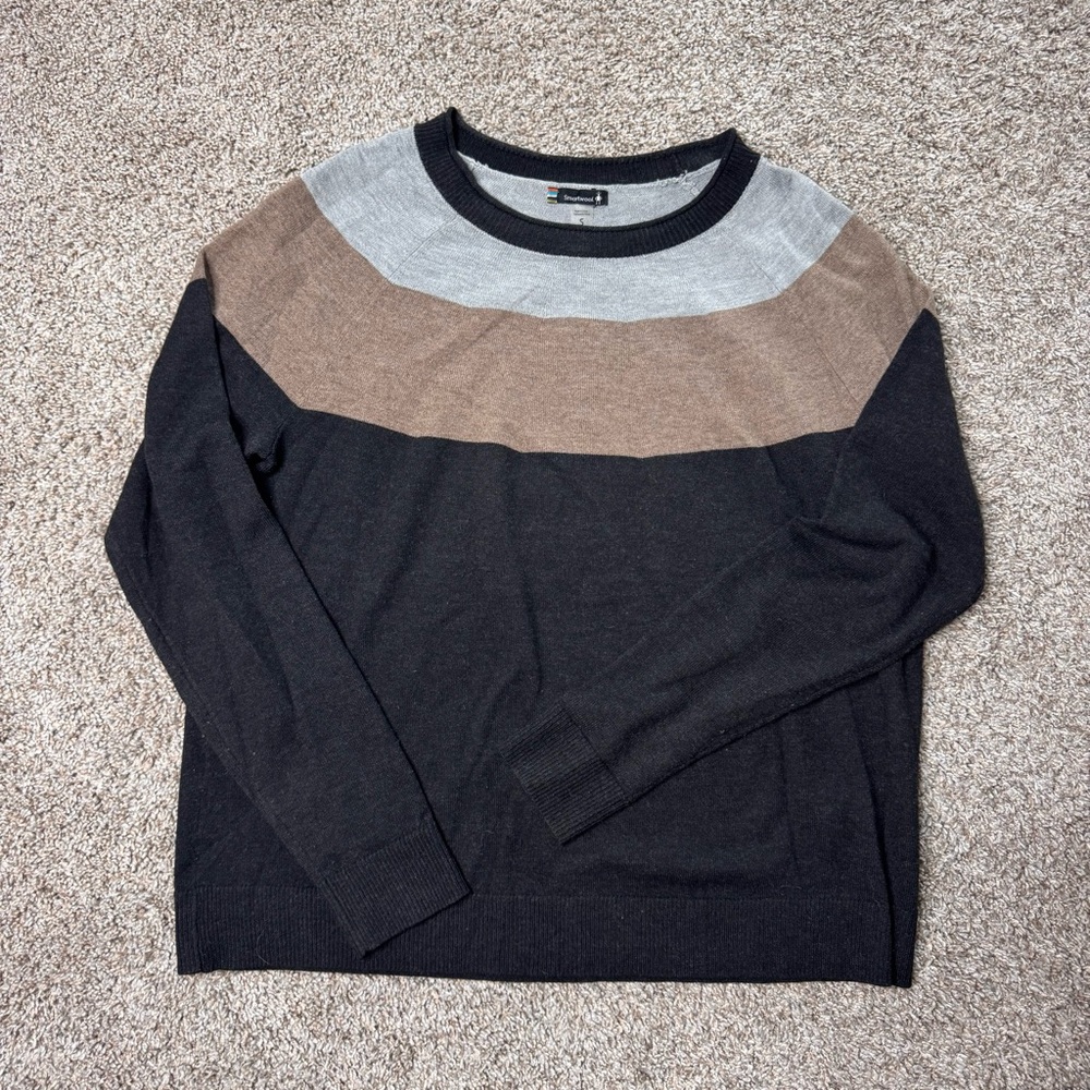 SMARTWOOL Edgewood color-block Sweater, Black, Gray, and Brown Sweater